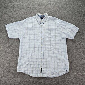 Tommy Hilfiger Golf‎ Shirt Mens Large Button Down 100% Linen Preppy Casual